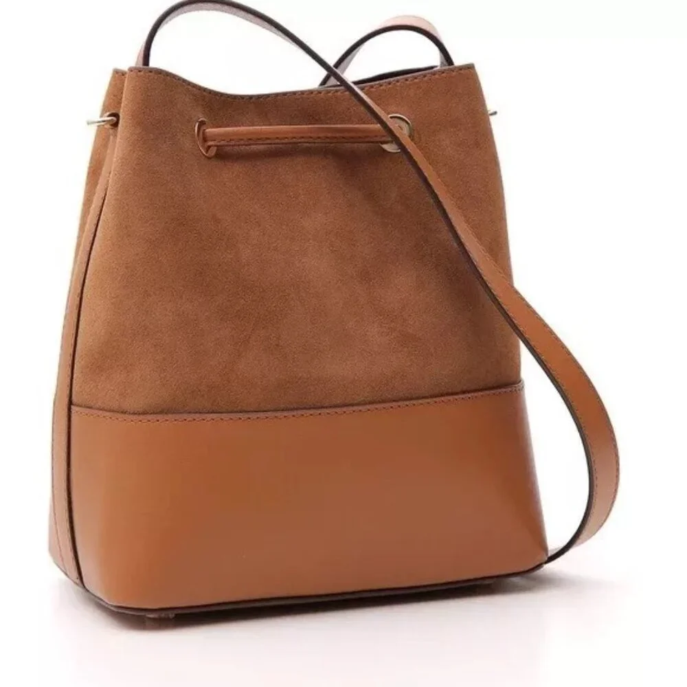 Nwot Michael Kors Cary Brown Suede & Leather w/Pouch Crossbody Bag Purse